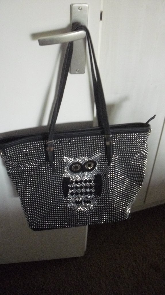 Zwarte handtas met glitters, Verzenden, Zo goed als nieuw, Zwart, Handtas