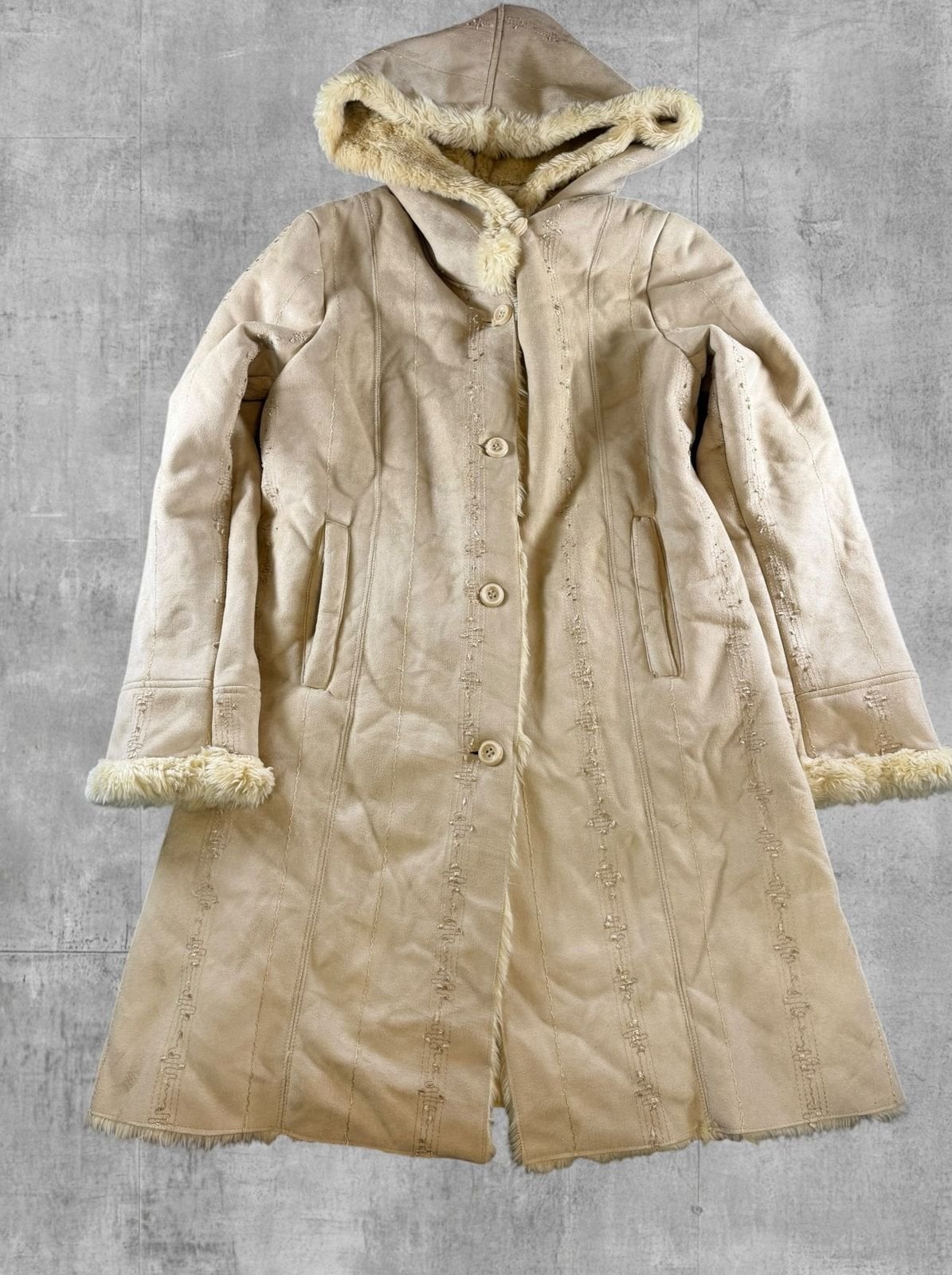 Vintage Dressing Afghaanse jas beige dames maat XL, Bayline Vintage Trading, Verzenden, Beige, Maat 46/48 (XL) of groter