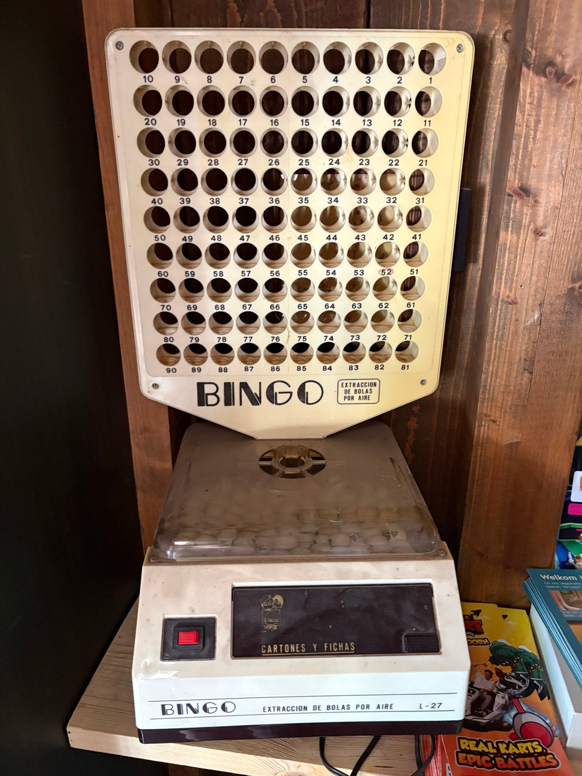 Vintage Bingo Machine - Compleet met ballen en bord, Ophalen of Verzenden, Gebruikt
