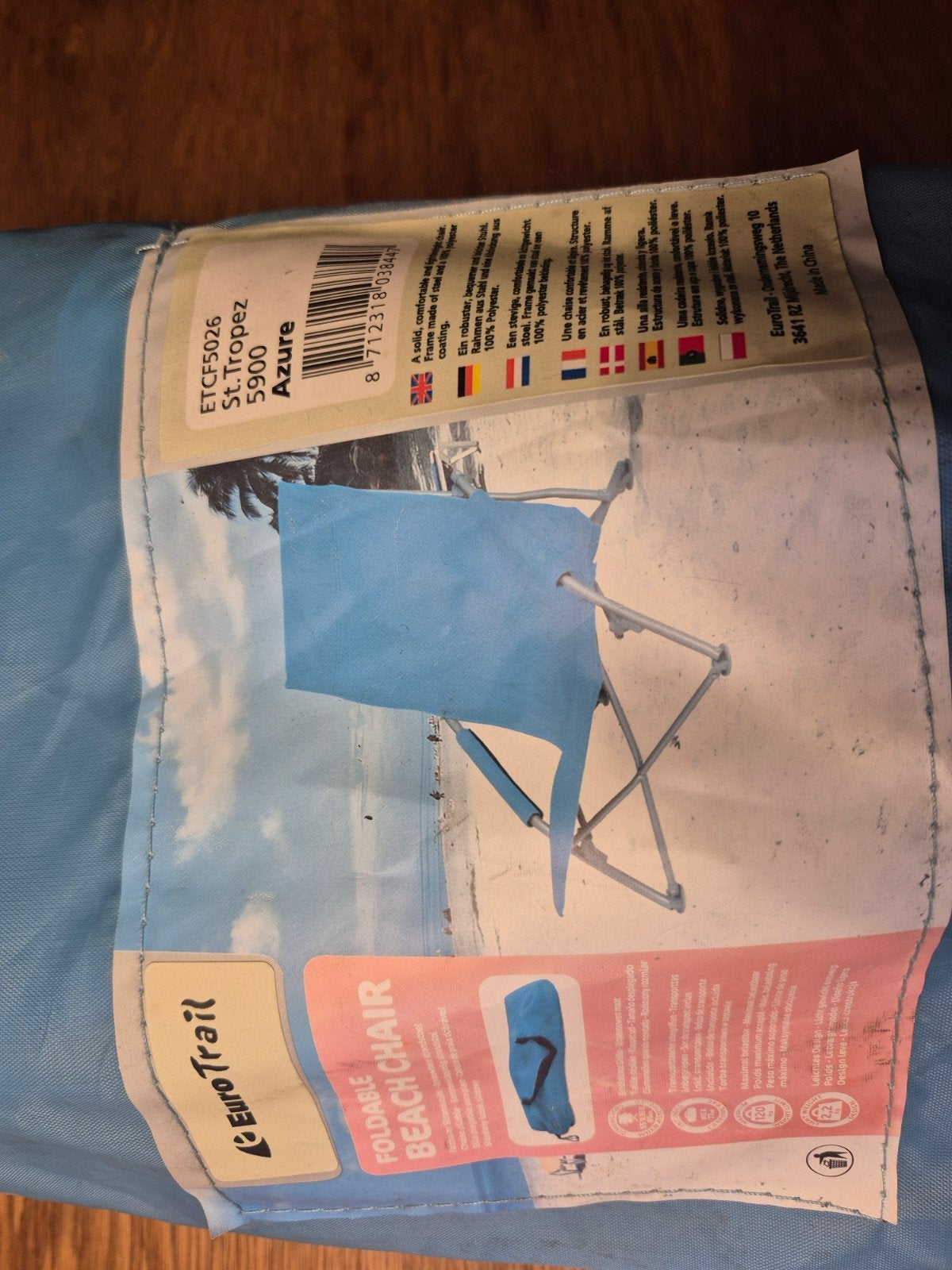 EuroTrail St. Tropez opvouwbare strandstoel - Azuur, Ophalen, Nieuw, Campingstoel
