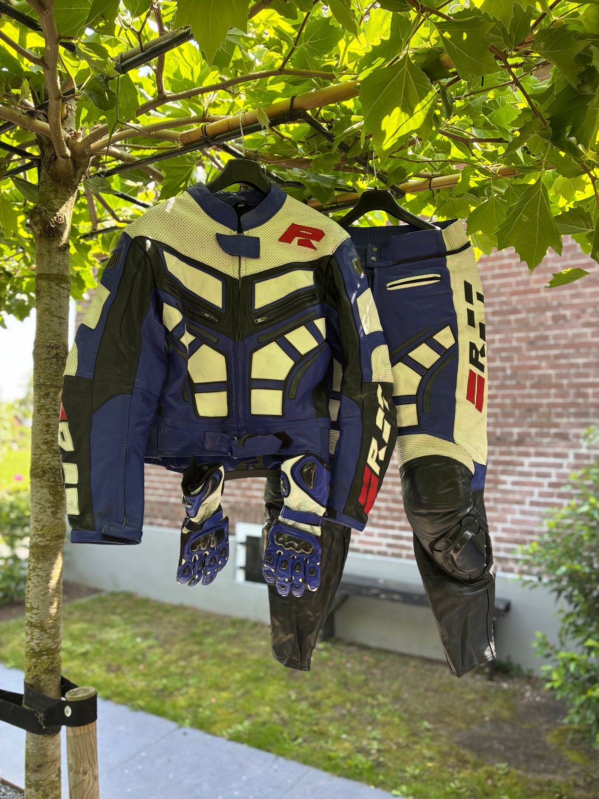 ZGAN RESTYLE Leren Motorpak M overal Jas Broek Handschoenen), Motoren, Ophalen of Verzenden, Tweedehands, Heren, Motorcrosskleding