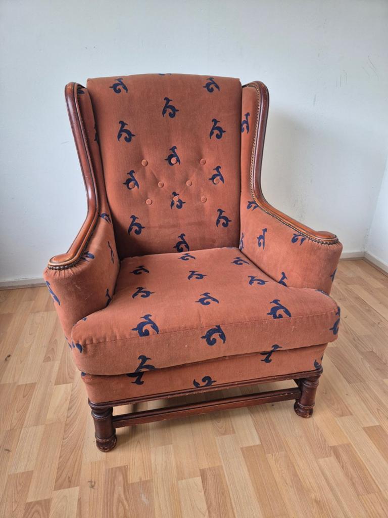 Mooie klassieke oorfauteuil/Lounge stoel, Huis en Inrichting, Fauteuils, Stof, 75 tot 100 cm, Ophalen