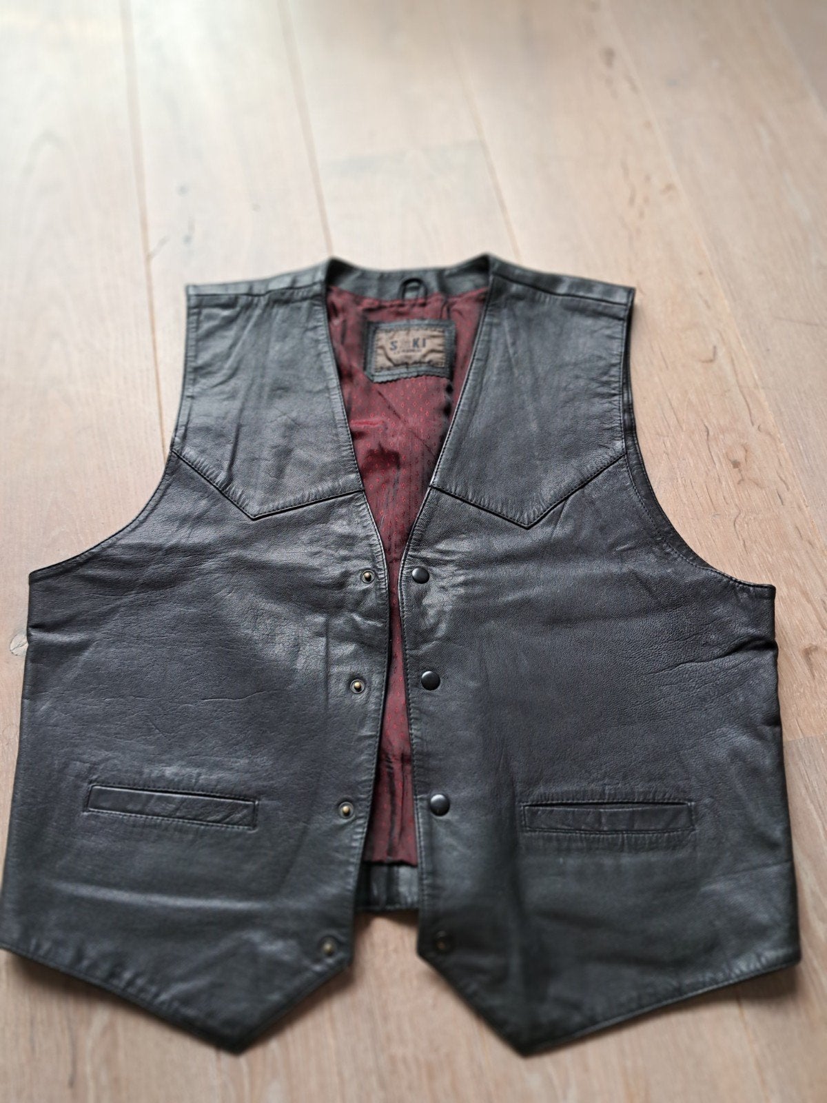gilet van leer mouwloos vest zwart leder maat 56 dus XXl, Ophalen of Verzenden, Gedragen, Maat 56/58 (XL), Zwart