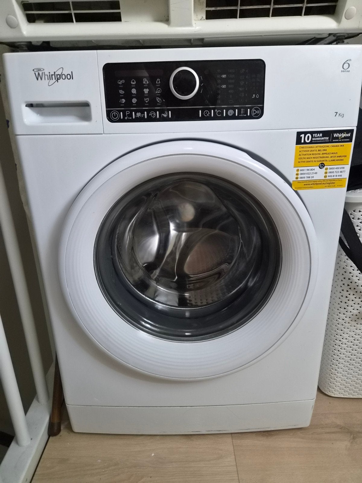Whirlpool FSCR 70410 Wasmachine 7kg, 6th Sense Technologie, 6 tot 8 kg, Ophalen, Zo goed als nieuw, Energieklasse A of zuiniger
