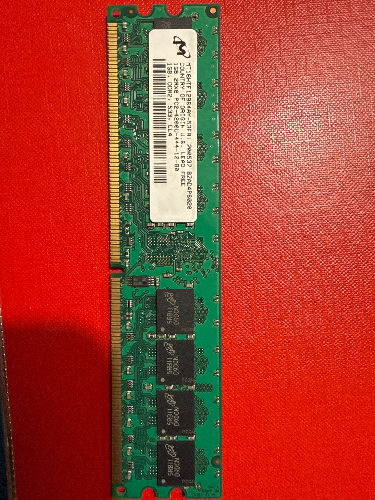 Micron 1GB DDR2 RAM PC2-4200U 533MHz Geheugenmodule, Computers en Software, RAM geheugen, Ophalen of Verzenden, DDR2, Desktop