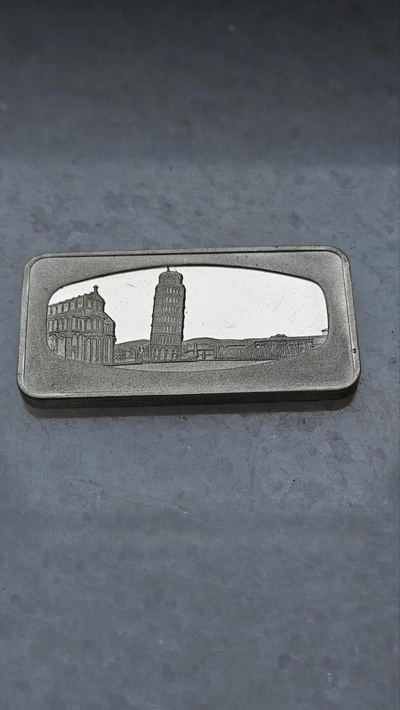 Zilverbaartje toren van pisa italie, Postzegels en Munten, Edelmetalen en Baren, Ophalen of Verzenden, Zilver