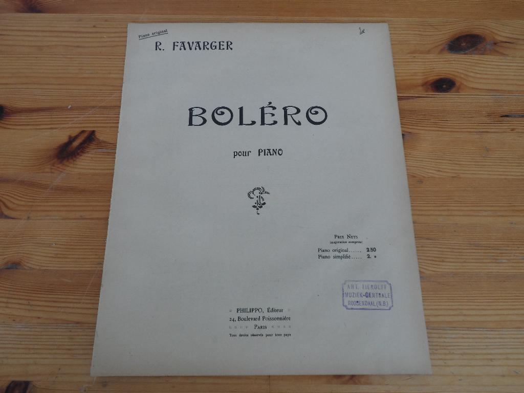 R. Favarger - bolero, Gebruikt, Ophalen of Verzenden, Artiest of Componist, Piano