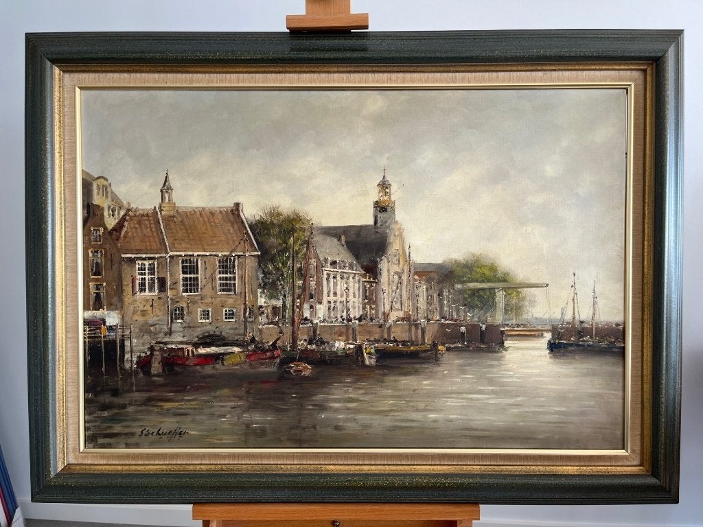 Siem Schaeffer, zicht op Delfshaven, Antiek en Kunst, Ophalen