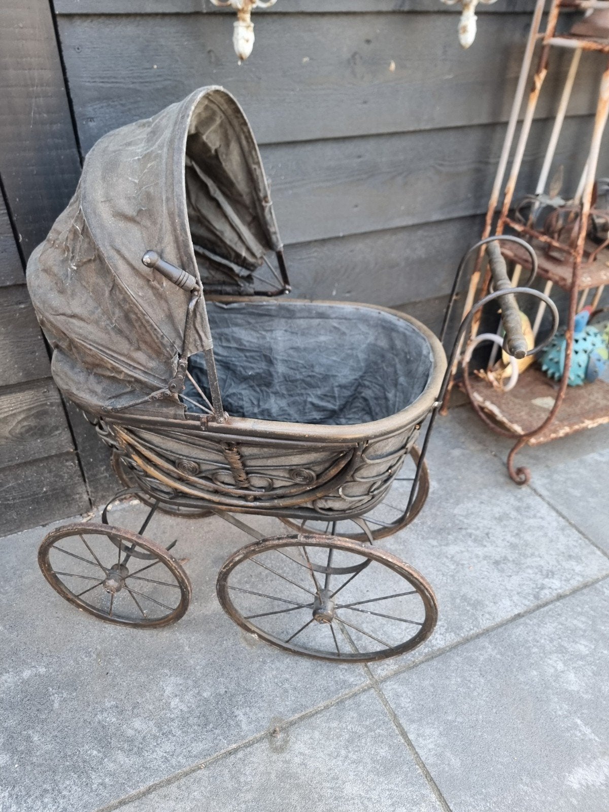 Antieke Poppenwagen - Grote Vintage Kinderwagen voor Poppen, Ophalen