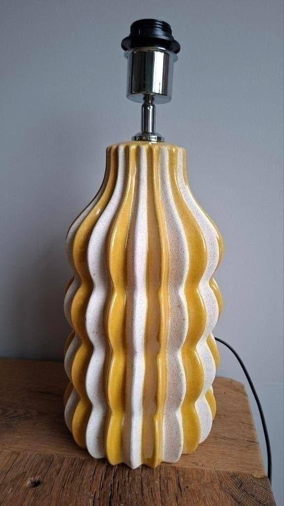Lamp Retro Design Lampvoet oker wit Tafellamp H45 Nieuw, Ophalen, Overige materialen, Nieuw, Retro Design