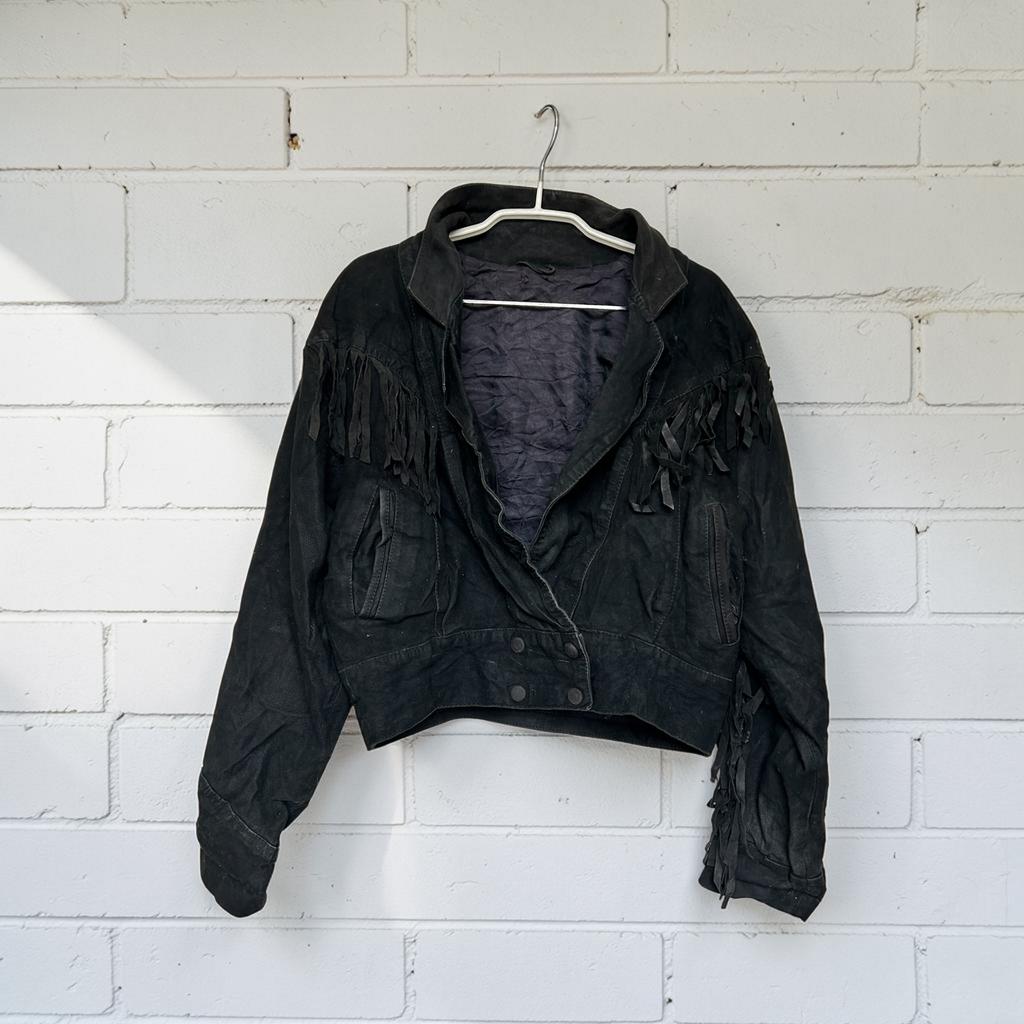 Vintage Jas M/L Zwart SuèdeLeer MotoWestern Style Bali Super, Maat 38/40 (M), Zwart, Ophalen of Verzenden, Gedragen