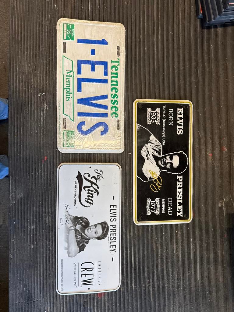 Elvis Presley Metalen Kentekenplaten - Set van 3, Verzamelen, Ophalen, Gebruikt