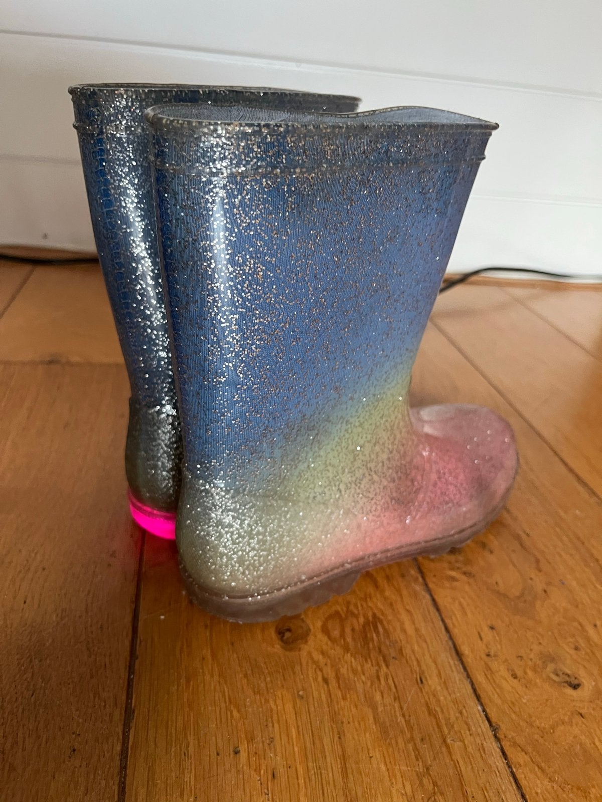 Glitter regenlaarzen met lichtjes - Maat 33, Ophalen of Verzenden, Gebruikt, Jongen of Meisje, Laarzen