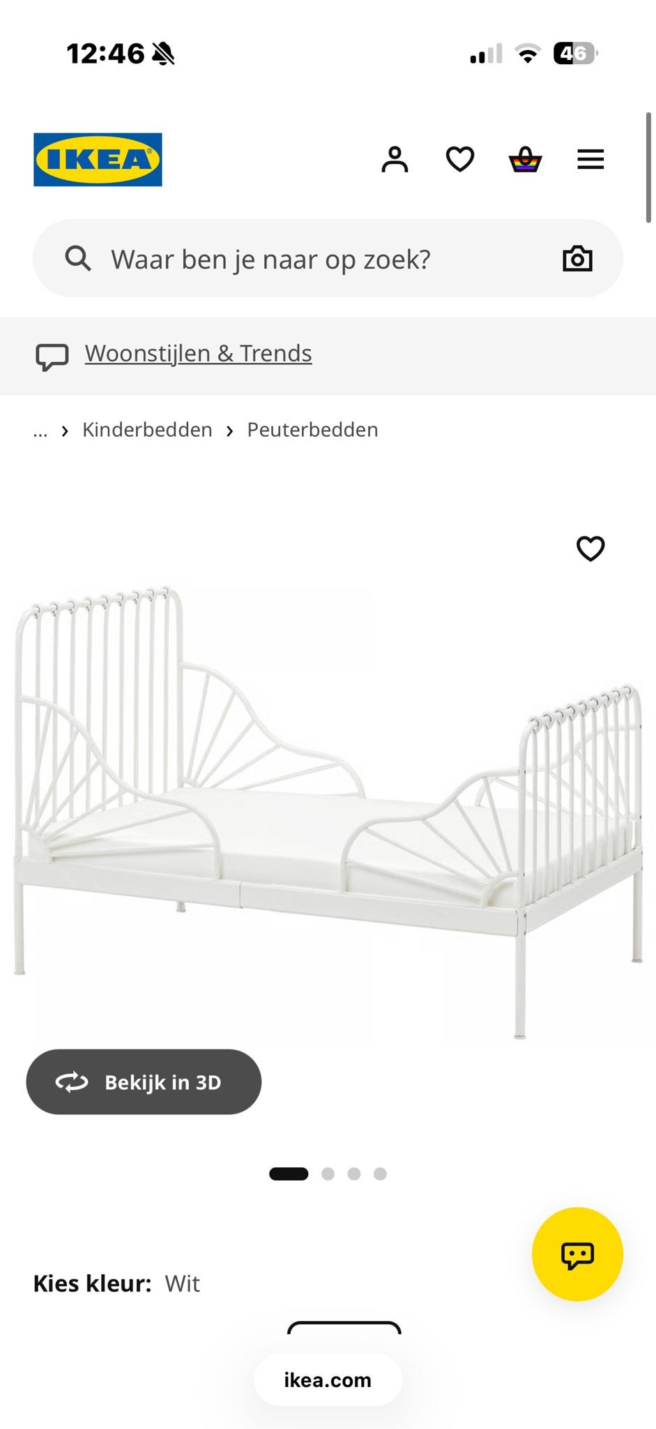 IKEA Minnen uitschuifbaar bedframe, wit, Ophalen, Eenpersoons, Wit, 80 cm