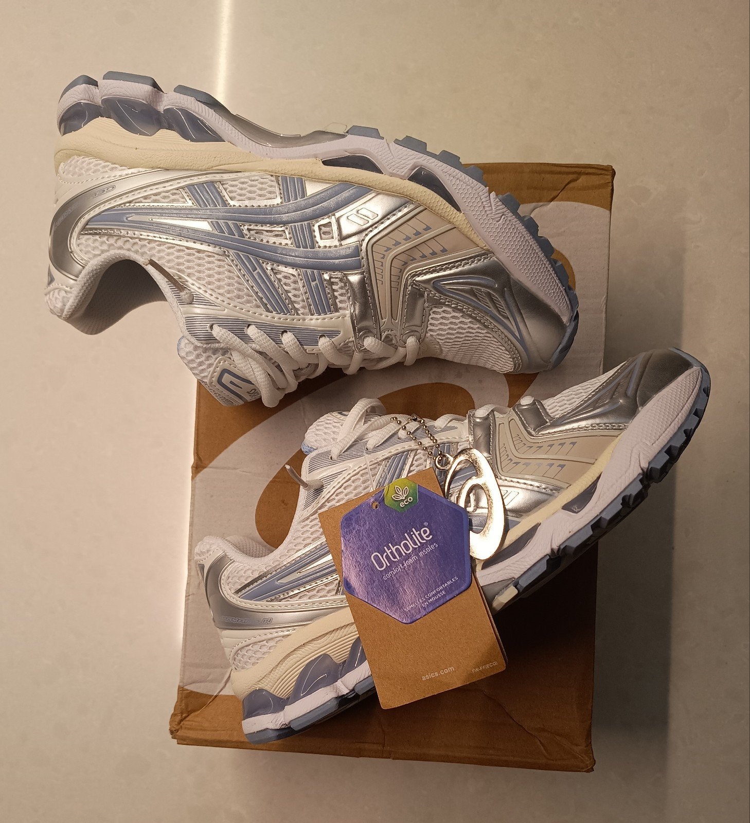 Asics gel Kayano 14 White Light navy, Wit, Nieuw, Ophalen of Verzenden, Sneakers of Gympen