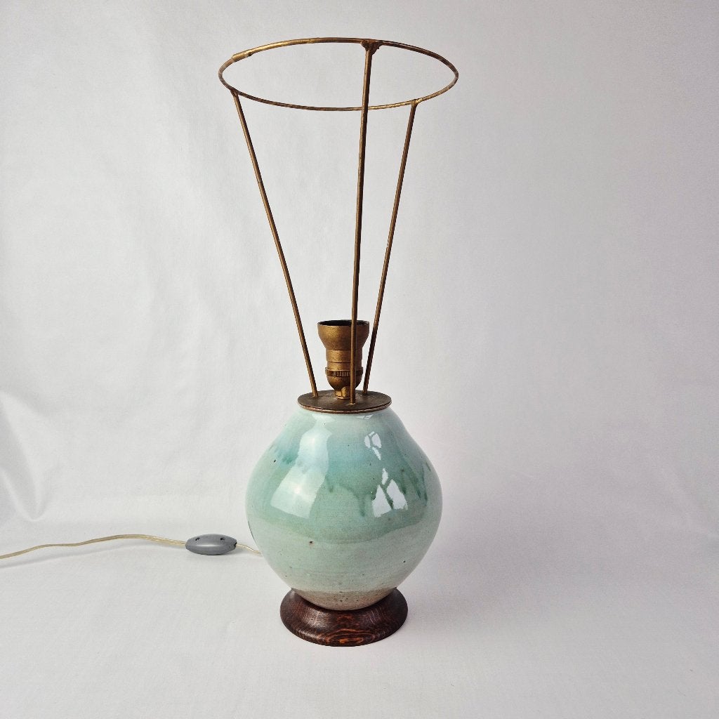 Vintage keramische lamp met druipglazuur, Verzenden, Huis en Inrichting