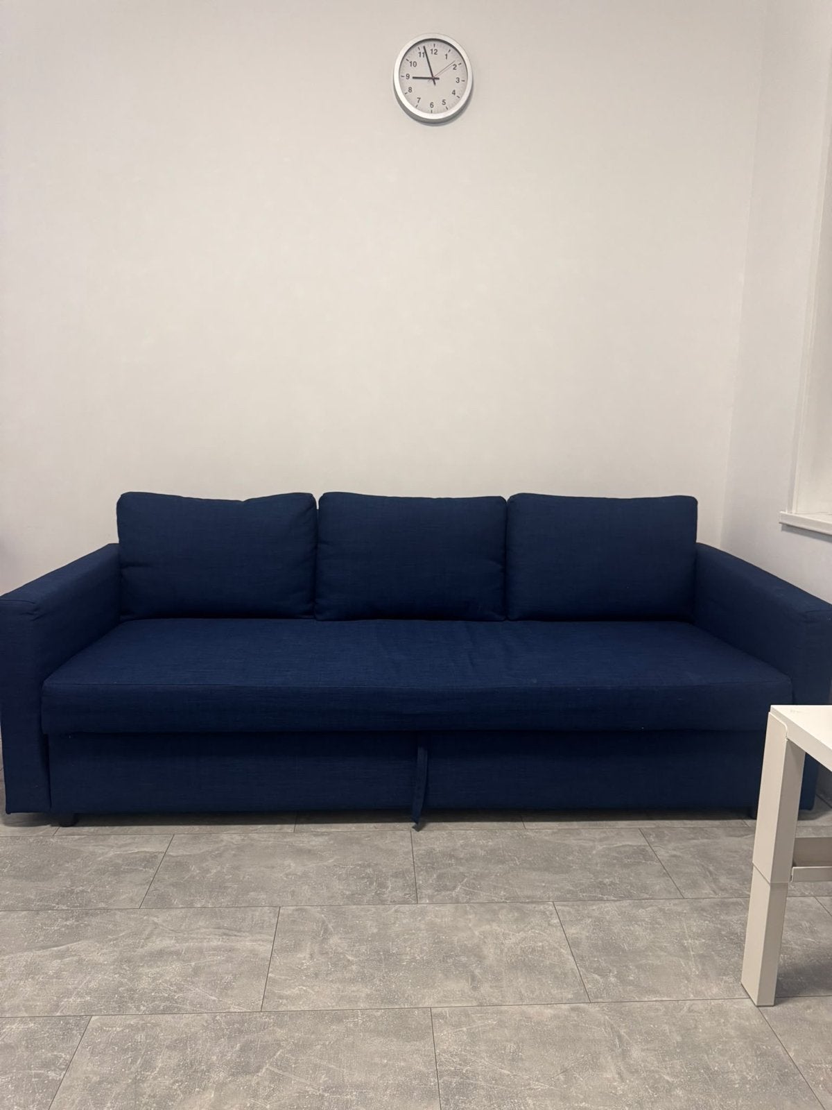 Donkerblauwe IKEA slaapbank 105/225 cm (bed 140/225 cm), Blauw, Tweepersoons, Ophalen of Verzenden, 220 cm