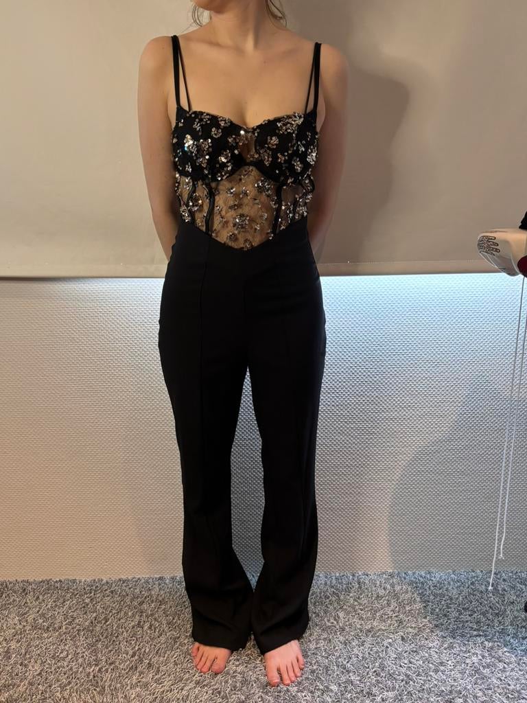 Zara jumpsuit met  paiettten maat s, Kleding | Dames, Jumpsuits, Ophalen of Verzenden, Zo goed als nieuw, Maat 36 (S), Zwart