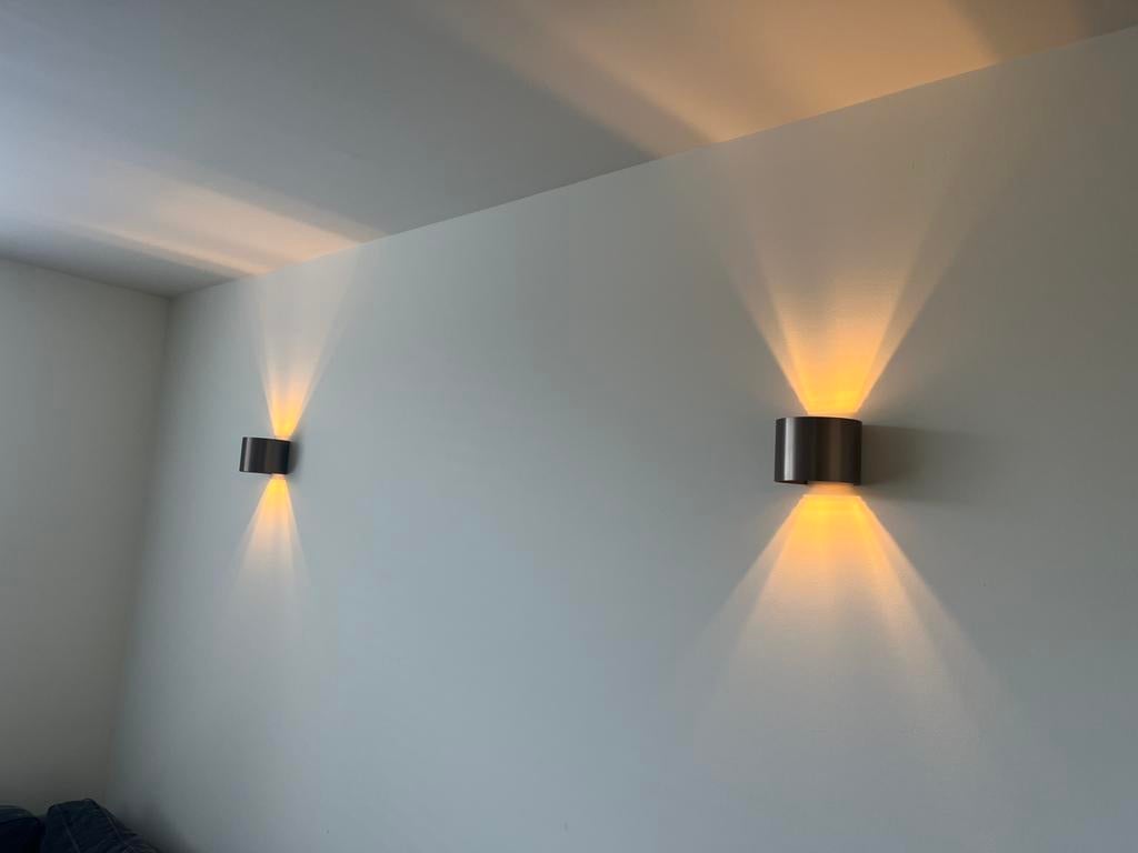 3 wandlampen Lucide Xio brons, Ophalen, Zo goed als nieuw