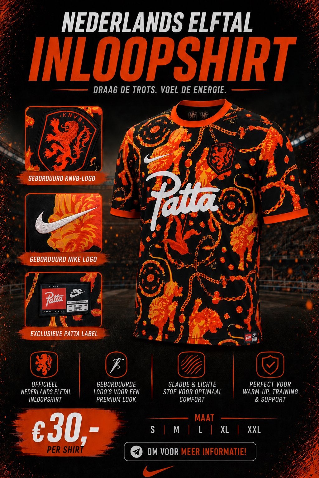 Warming Up Shirt Nederlands Elftal x Patta, Maat L, Verzenden, Nieuw, Shirt