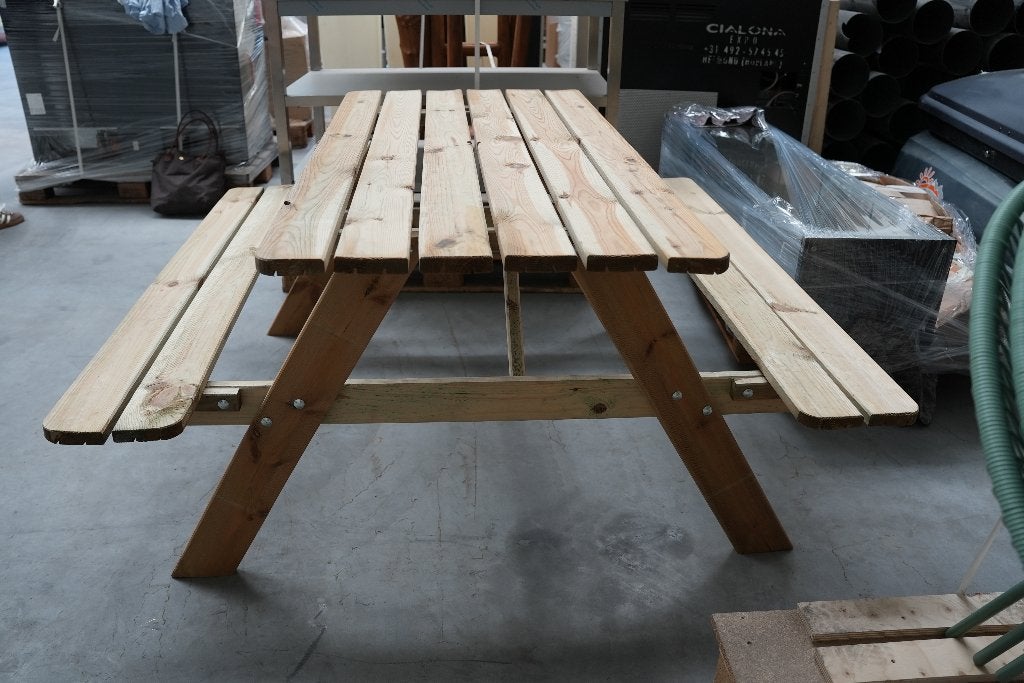 Picknicktafel, Ophalen, Gebruikt, Rechthoekig, Hout