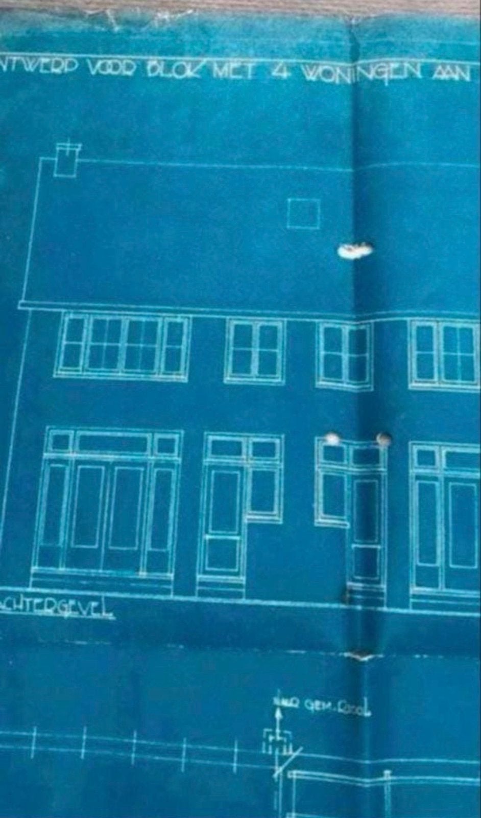 Oud ontwerp: Blok van 4 woningen Heerengracht Zaandam, Ophalen of Verzenden, Gelezen