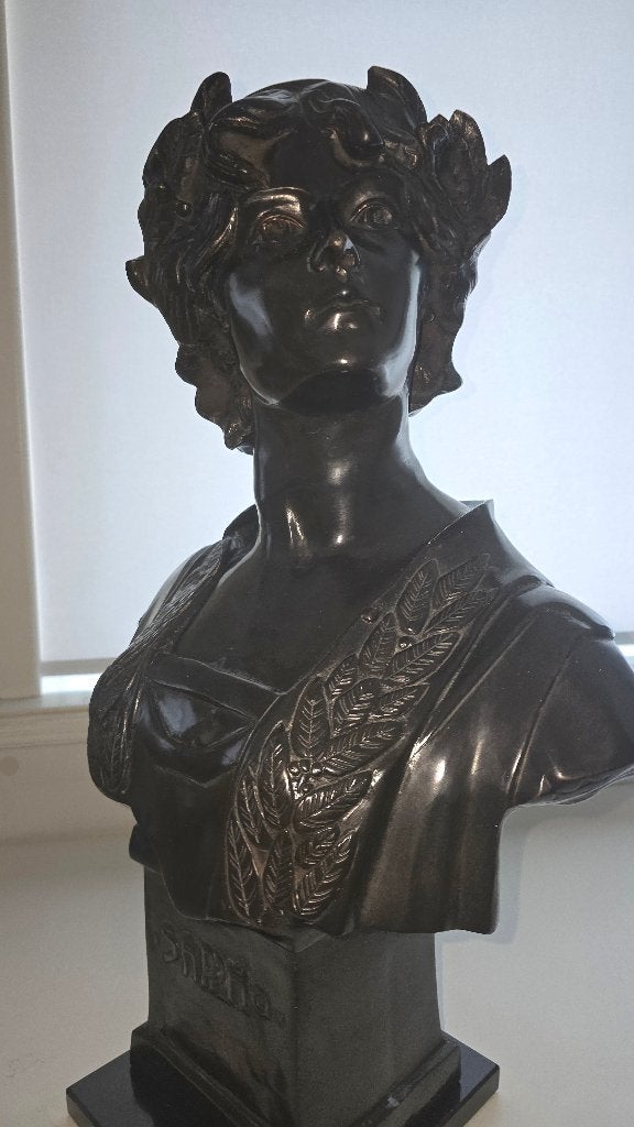 bronzen buste van Sappho, Ophalen, Buste, 50 - 100 cm, Bruin