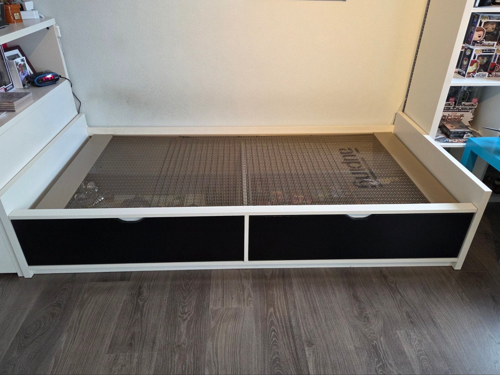 Ikea Brimnes bed 90x200 met Auping spiraalbodem, Ophalen, Gebruikt, 90 cm, Eenpersoons