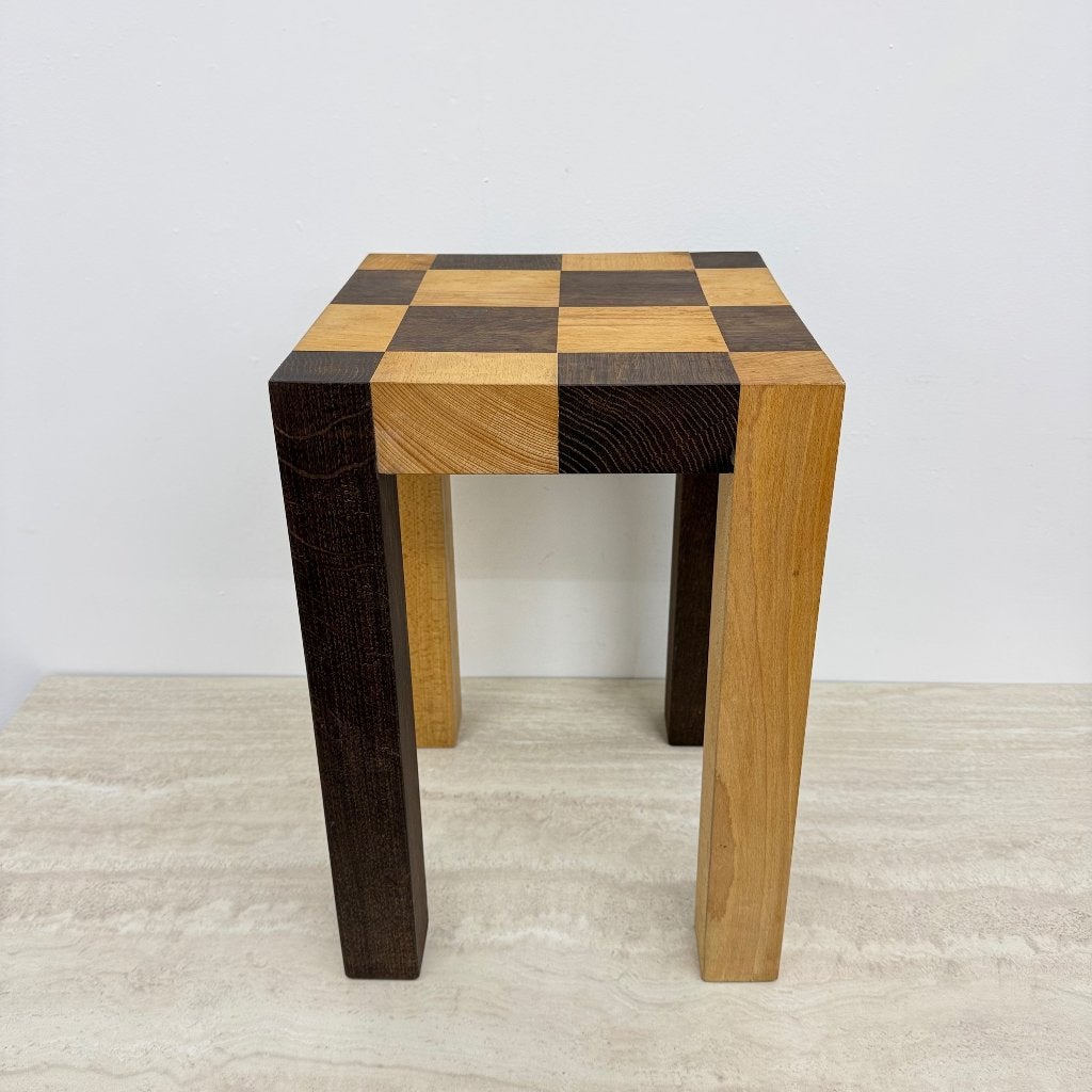 bijzettafel schaak patroon jaren 70 vintage chess, 45 tot 60 cm, Minder dan 55 cm, Ophalen of Verzenden, Tafel