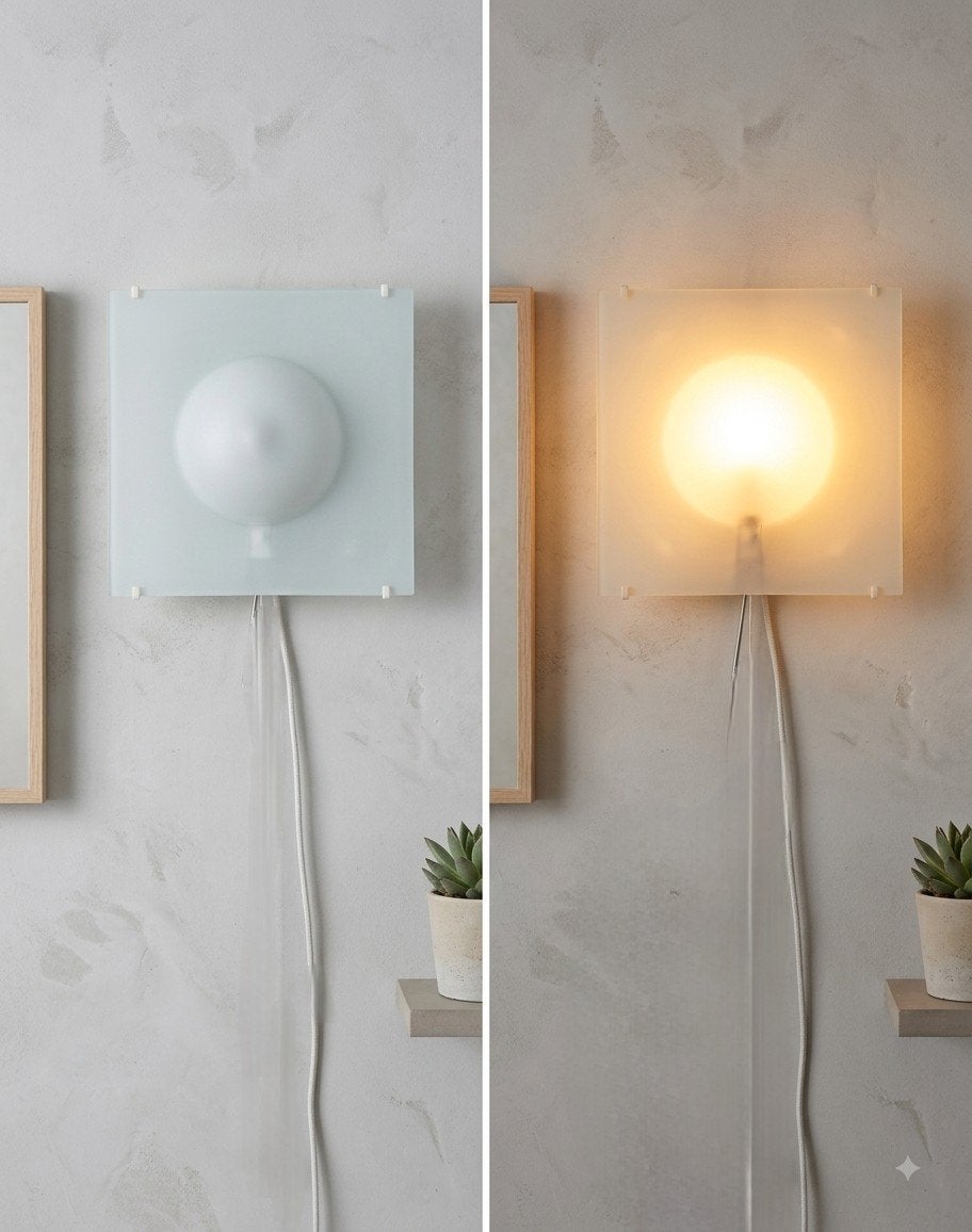 Vintage IKEA vintage Gyllen wandlamp - minimalistisch design, Met schakelaar, IKEA, Overige fittingen, Ophalen of Verzenden