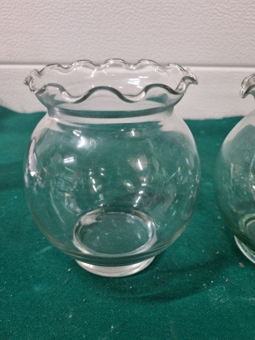 Indiana glas vaasjes retro met krullende hals, Ophalen of Verzenden