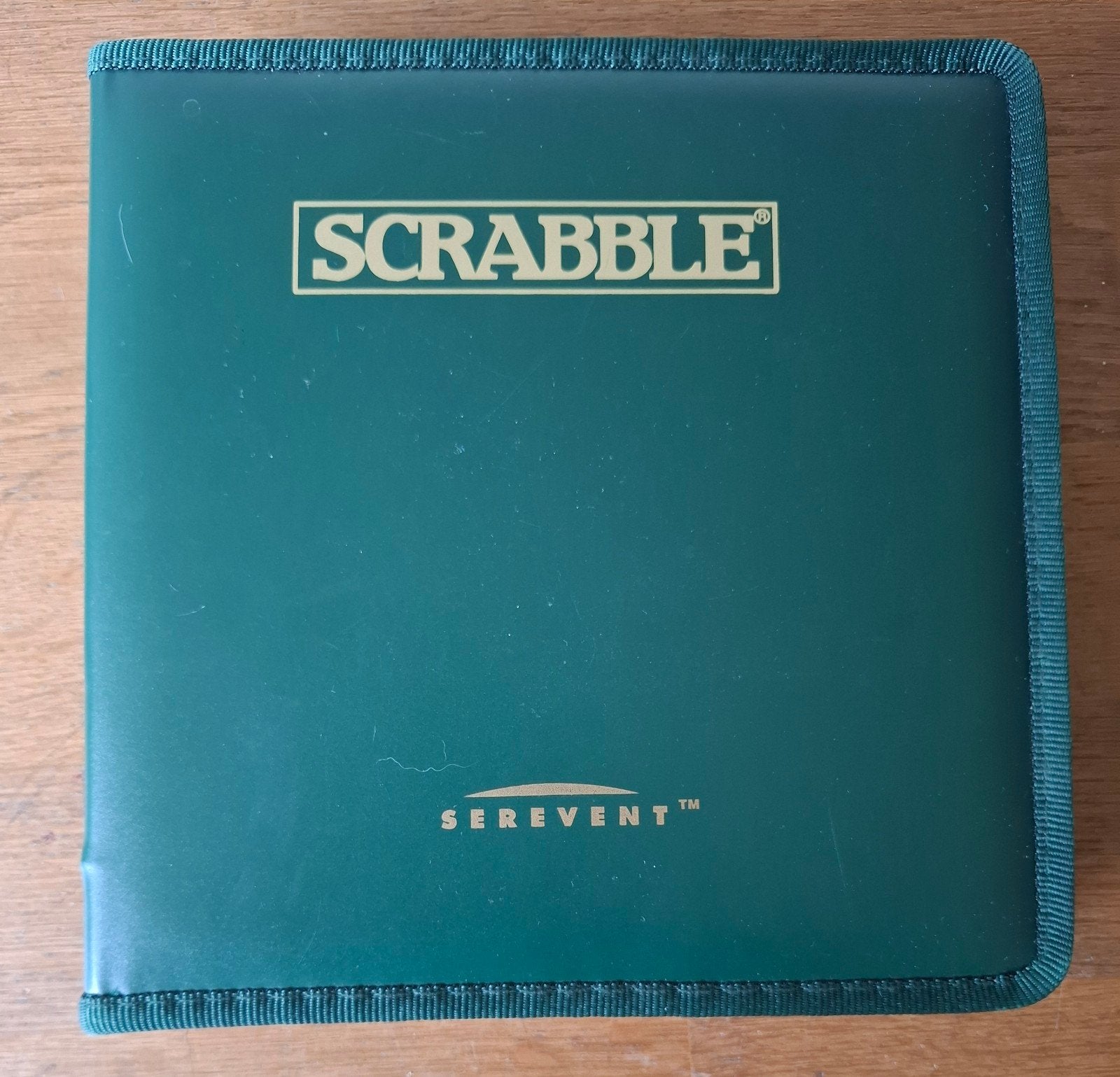 Scrabble Reis in groene etui - rode zoom - met doos, Hobby en Vrije tijd, Gezelschapsspellen | Bordspellen, Mattel, Gebruikt, Ophalen of Verzenden