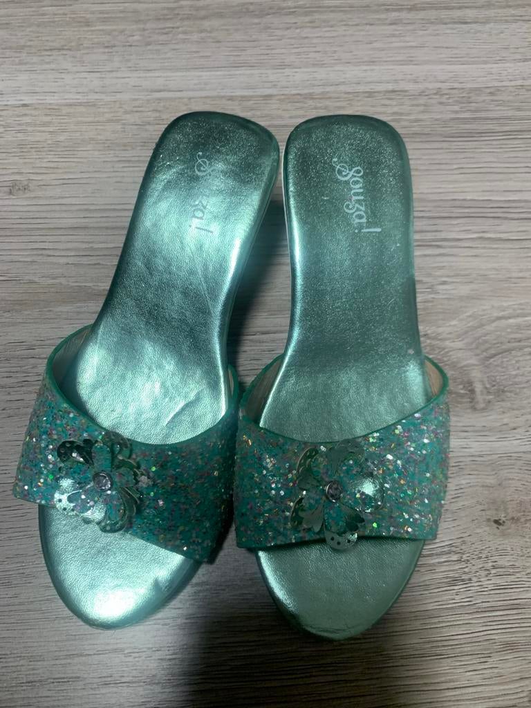 Glitter muiltjes met hakje voor meisjes - Maat 28, Ophalen of Verzenden, Gebruikt, Meisje, Schoenen