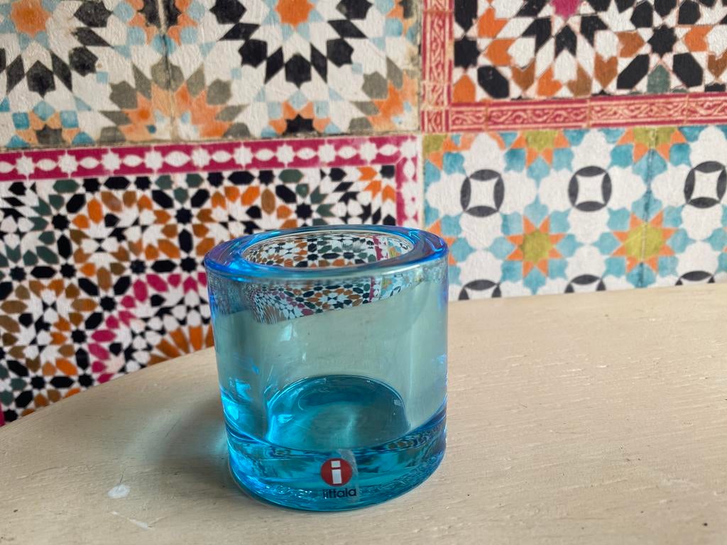 Ittala aqua blauw waxinelichtje, Overige materialen, Blauw, Ophalen of Verzenden, Zo goed als nieuw