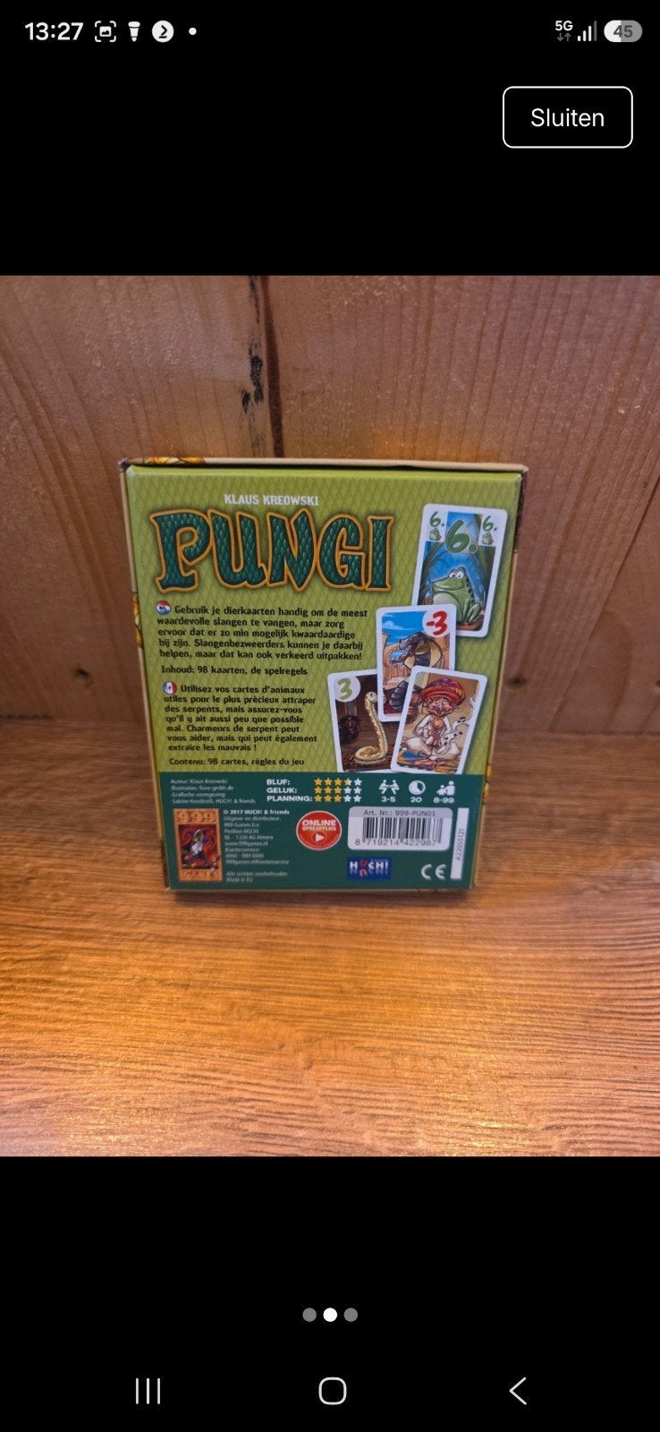 Pungi Kaartspel: Snel en Strategisch Plezier, Hobby en Vrije tijd, Een of twee spelers, Ophalen of Verzenden, Nieuw, Klaus Kredowski