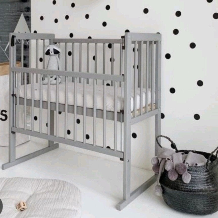 Petite Amélie co-sleeper/wieg 50x80cm grijs hout, Ophalen, Gebruikt, Wieg