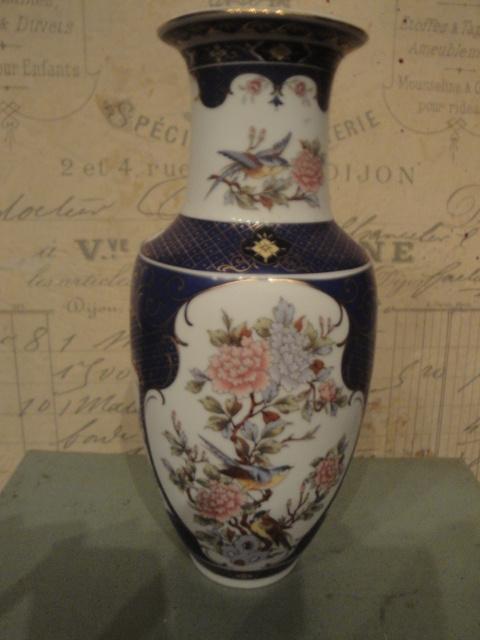 porce lijnen vaas met vogeltjes en bloemen, Ophalen of Verzenden