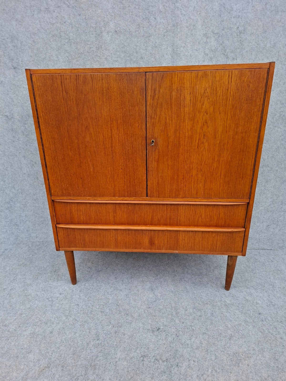 Vintage Deense Teak Kast met Lades, Gebruikt, 1 of 2 laden, X, Minder dan 100 cm