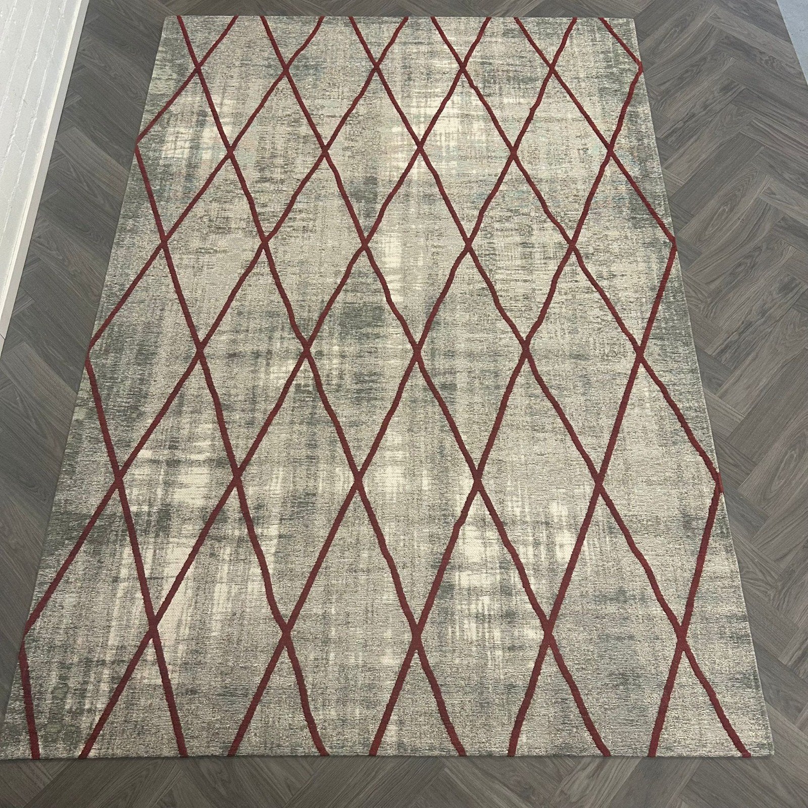 Brinker Vloerkleed Cross Grijs Bordeaux 200x290, 200 cm of meer, Ophalen of Verzenden, Zo goed als nieuw, Grijs