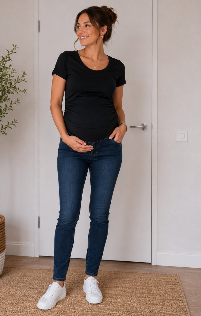 H&M zwangerschaps broek maat 38 blauw super skinny, Maat 38/40 (M), H&M, Blauw, Ophalen of Verzenden