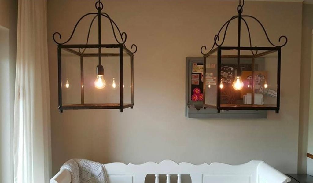 Grote metalen hanglamp, Ophalen, Zo goed als nieuw, Glas, Minder dan 50 cm