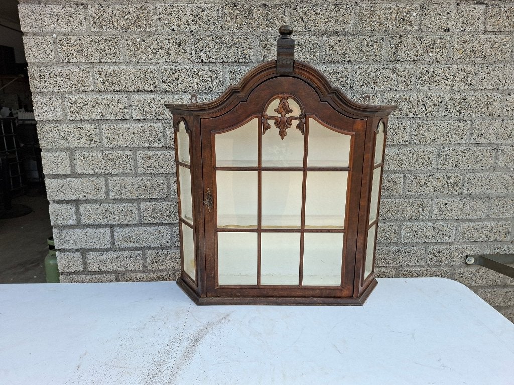 antiek notenhouten wand vitrinekastje, Antiek en Kunst, Antiek | Meubels | Kasten, Ophalen