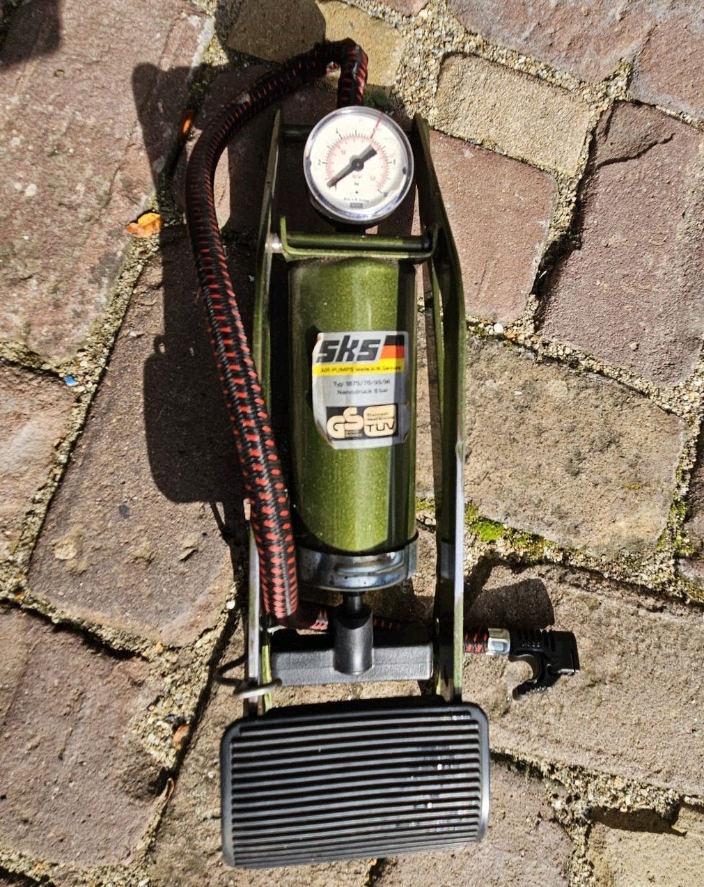Voetpomp/fietspomp, Ophalen of Verzenden, Drukmeter, Gebruikt