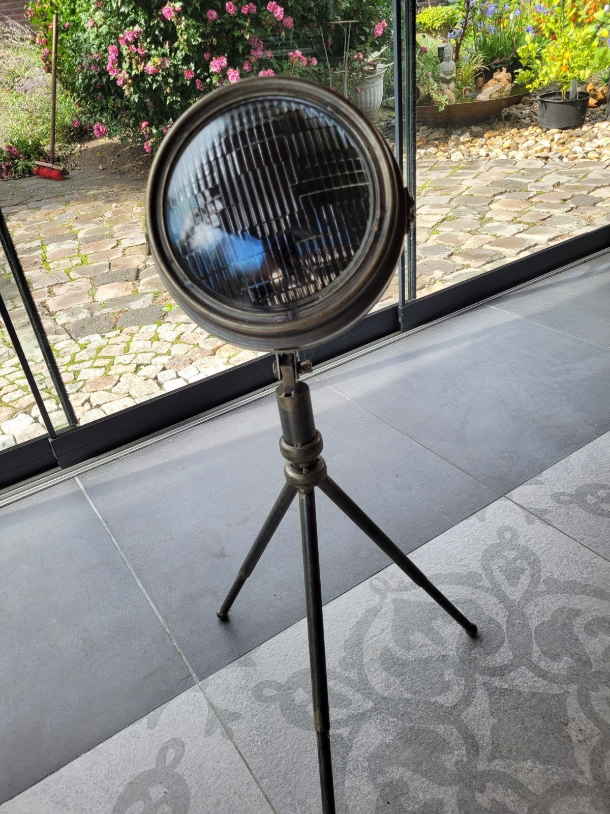 Staande Schemerlamp in Koplamp Model - 75 cm Hoog, Antiek en Kunst, Ophalen of Verzenden
