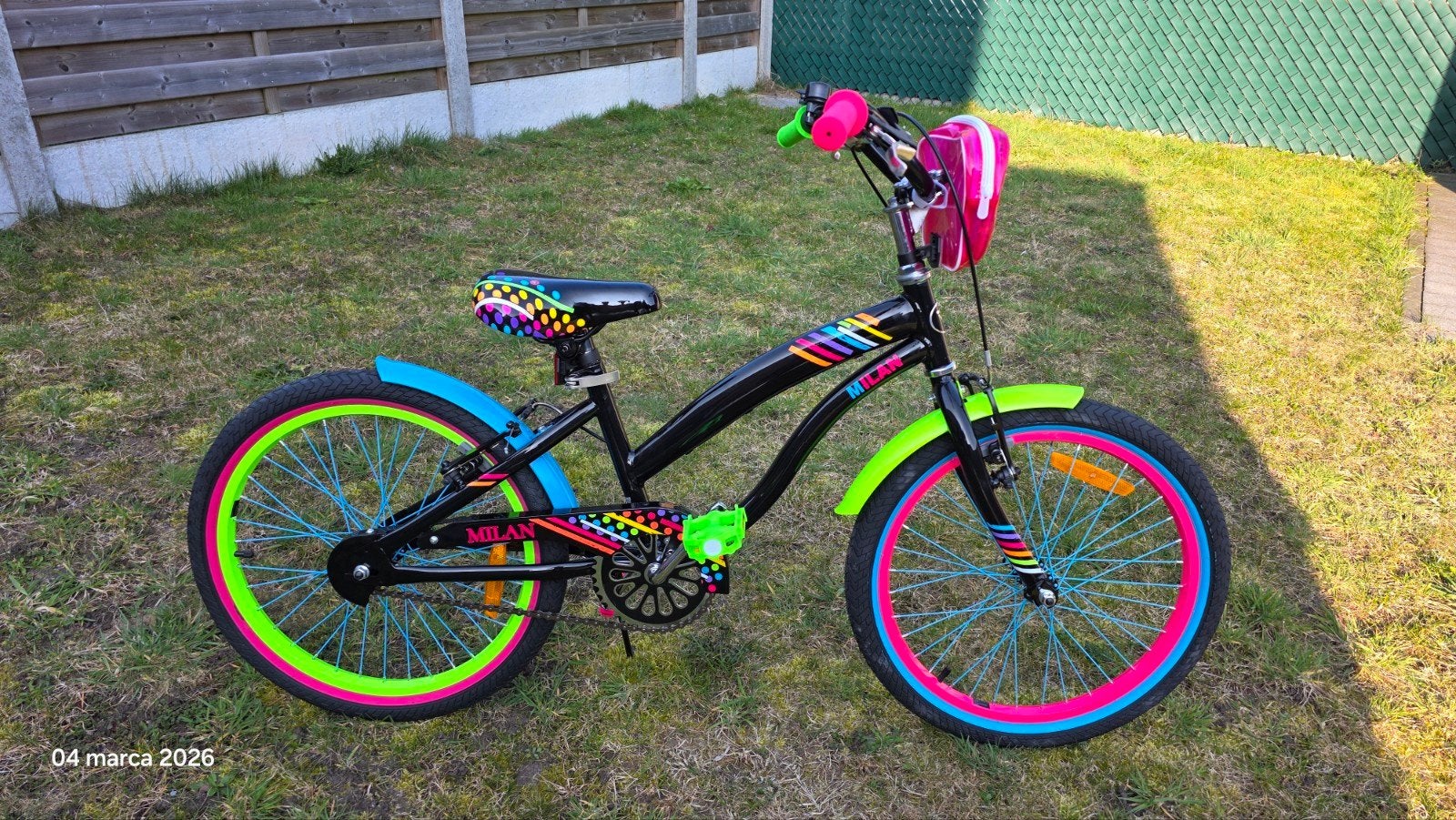 20 Inch Fiets Milan Neon Star Kinderfiets (zwart/meerkleurig, Ophalen