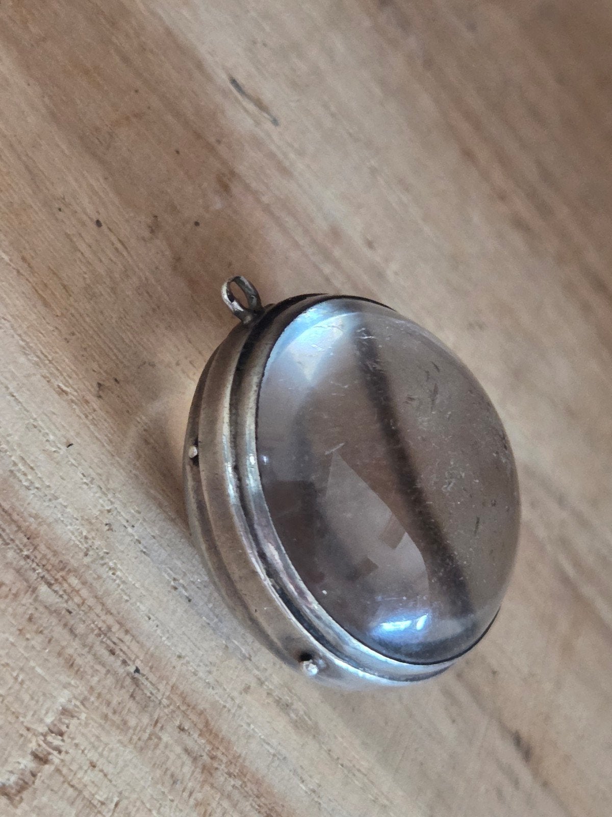 Antieke Zilveren Medaillon met Bol Glas, Ophalen of Verzenden