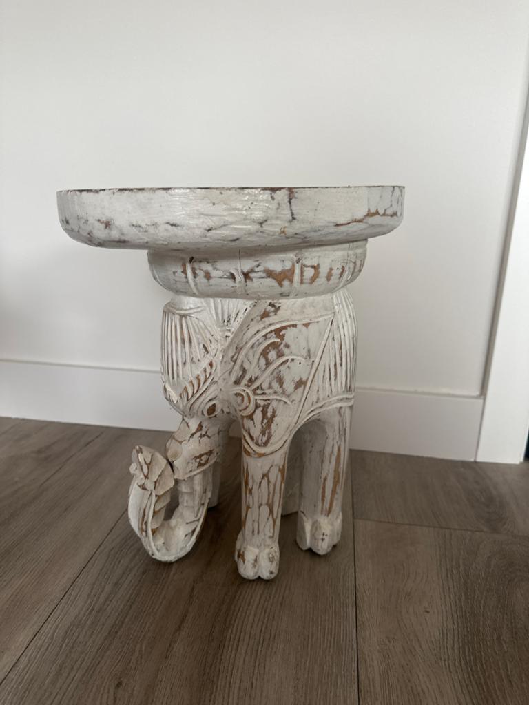 Handgesneden houten olifant tafel - Bijzettafel, Ophalen of Verzenden, Nieuw