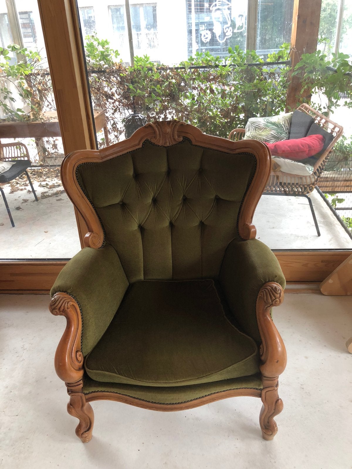 Fauteuil klassiek fluweel groen, Ophalen