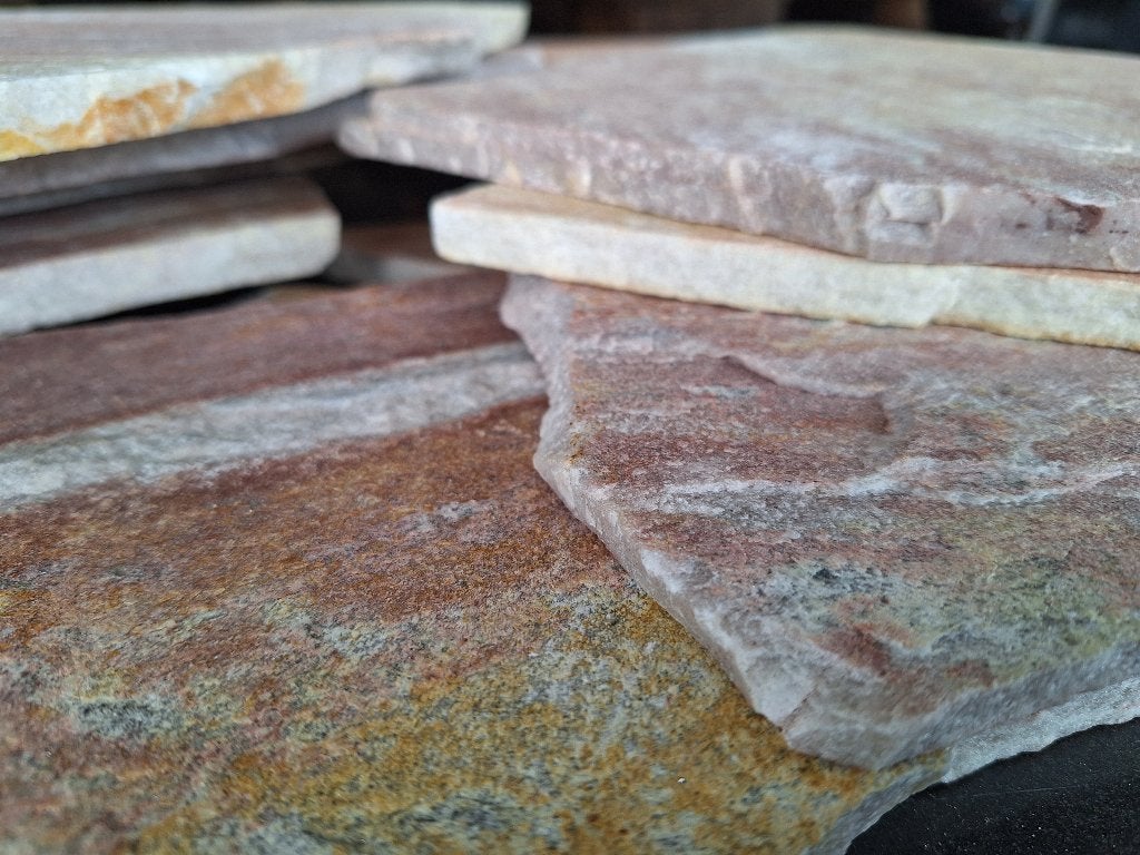mediterraanse muurbekleding flagstones Brasil Rosso 1-1,5 cm, Tuin en Terras, Ophalen of Verzenden, Nieuw, Split