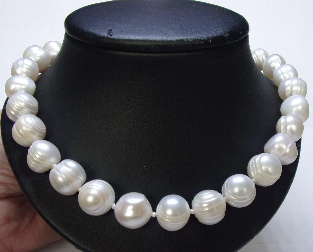 Parelcollier, diam. 13 mm, 68 gram, zilver, 44,5 cm, nieuw, Sieraden, Tassen en Uiterlijk, Kettingen, Verzenden, Wit, Nieuw, Met edelsteen